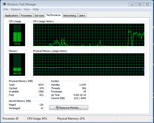 Windows > Voir l’état du CPU pendant l’attaque