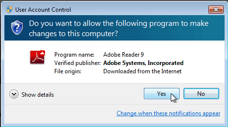 Windows 7 > Installer acrobat reader 9.0
