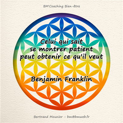 Celui qui sait se montrer patient peut obtenir ce qu'il veut — Benjamin Franklin