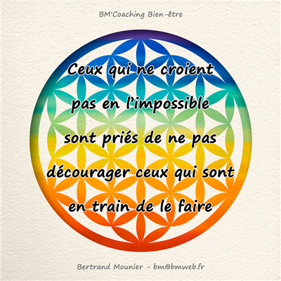 Ceux qui ne croient pas en l'impossible sont priés de ne pas décourager ceux qui sont en train de le faire