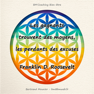 Les gagnants trouvent des moyens, les perdants des excuses — Franklin D. Roosevelt